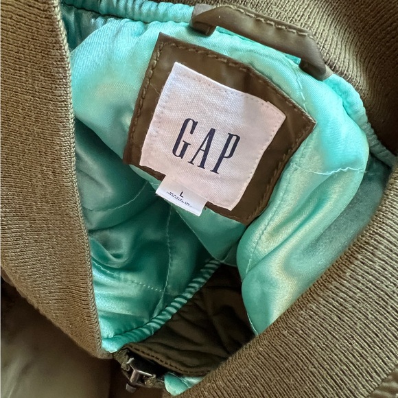Gap large olive Green satin bomber jacket - Picture 3 of 6